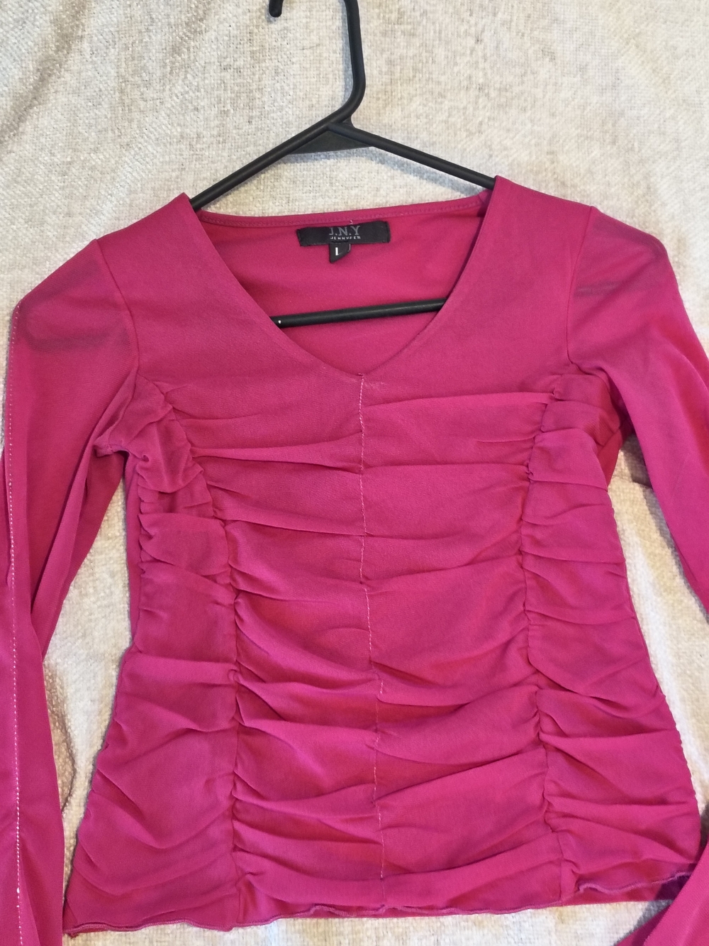 Vintage Y2k JNY Fuchsia Ruched Long Sleeve Top